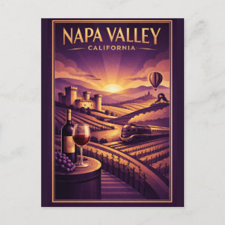 Vintage Retro Napa Valley California Wine Postcard