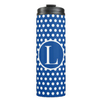 Vintage Retro Navy Blue Polka Dots initial letter 