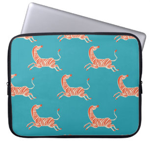 vintage retro neon colour Zebra illustration motif Laptop Sleeve