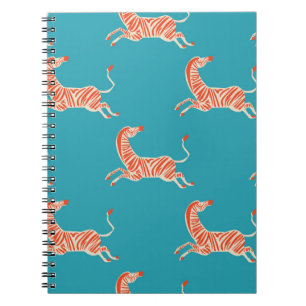 vintage retro neon colour Zebra illustration motif Notebook