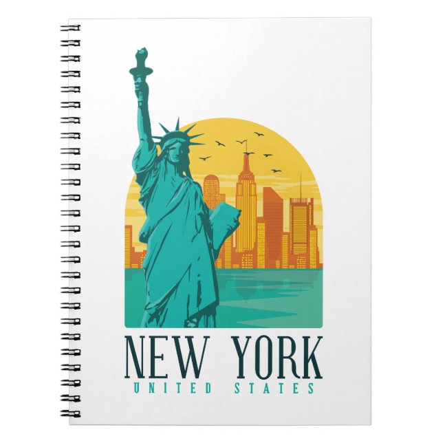 Vintage Retro New York Skyline  Notebook (Front)