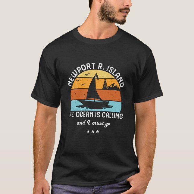 Vintage Retro Newport Rhode Island Sailing T-Shirt (Front)