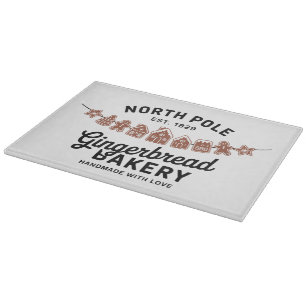 Vintage Retro North Pole Gingerbread Bakery Xmas Cutting Board