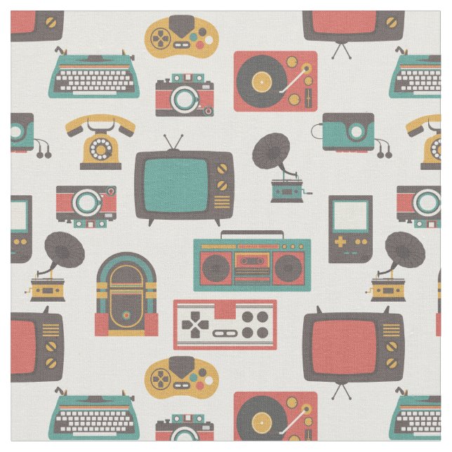  vintage retro nostalgia jukebox phonograph fabric (Close Up)
