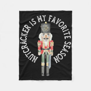 Vintage Retro Nutcracker Is My Favorite Season Chr Fleece Blanket
