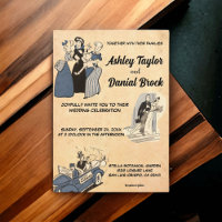 Vintage Retro Old Ancient Comic Stylish Wedding