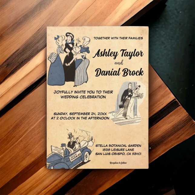 Vintage Retro Old Ancient Comic Stylish Wedding Invitation (Creator Uploaded)