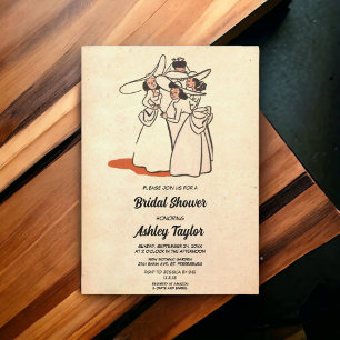 Vintage Retro Old Bridesmaids Chic Bridal Shower Invitation