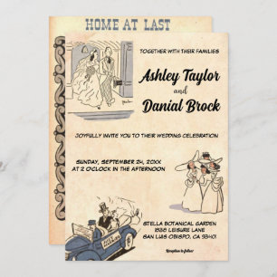 Vintage Retro Old Classic Comic Stylish Wedding Invitation