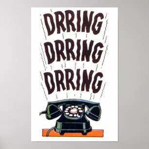 Vintage Retro Old Classic Telephone Ringing Poster
