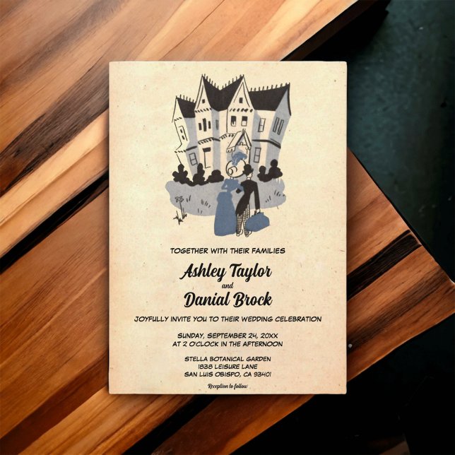 Vintage Retro Old Couple Ancient Rustic Wedding Invitation (Creator Uploaded)