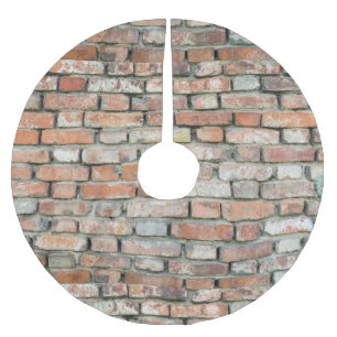 Vintage Retro Old Distressed Brick Wall Texture Brushed Polyester Tree Skirt