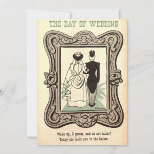 Vintage Retro Old Funny Couple Chic Rustic Wedding Invitation