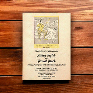 Vintage Retro Old Funny Couple Rustic Wedding Invitation