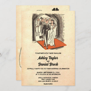 Vintage Retro Old Rustic Stylish Modern Wedding Invitation