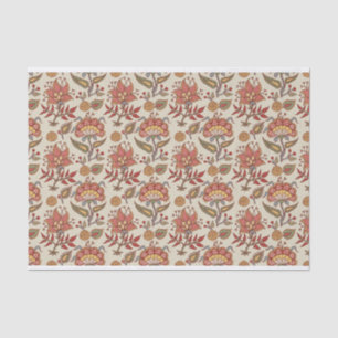 Vintage Retro Orange Floral Paisley Pattern Tissue Paper