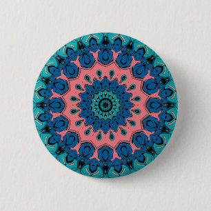 vintage retro ornamental mandala 6 cm round badge
