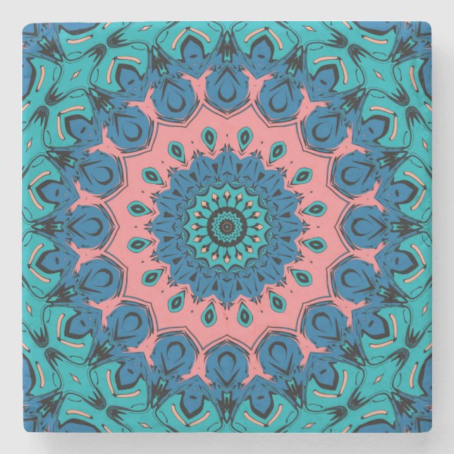 vintage retro ornamental mandala stone coaster (Front)