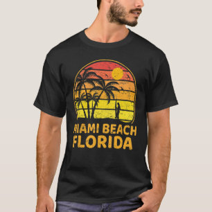 Vintage Retro Palm Tree Sunset Surfing Florida Mia T-Shirt