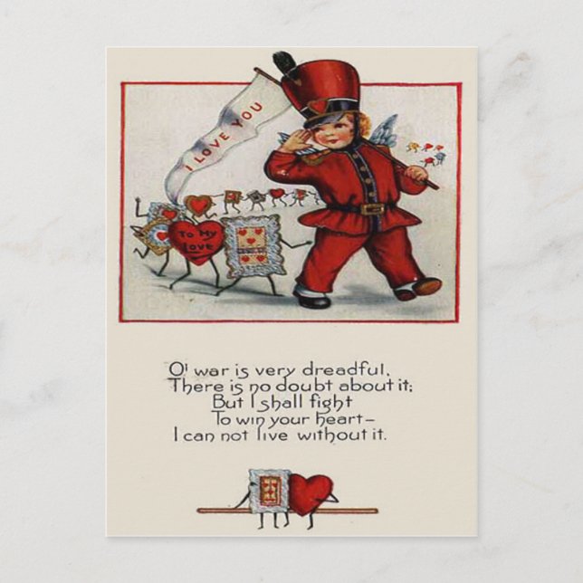 Vintage Retro Parade Leader Hearts Valentine Card (Front)