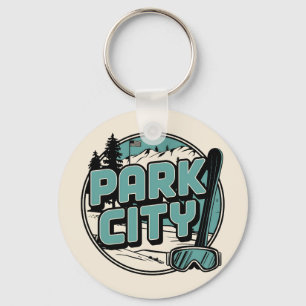 Vintage Retro Park City Utah Mountain gifts Key Ring
