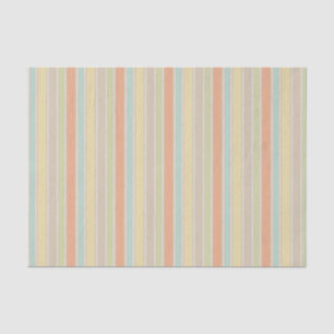 Vintage Retro Pastel Orange Teal Beige Striped  Tissue Paper