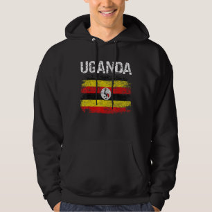 Vintage Retro Patriotic Uganda Flag Distressed Hoodie
