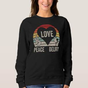 Vintage Retro Peace Love Deliver Post Box Cute Pos Sweatshirt