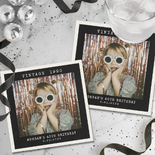 Vintage Retro Photo Birthday Party Napkin