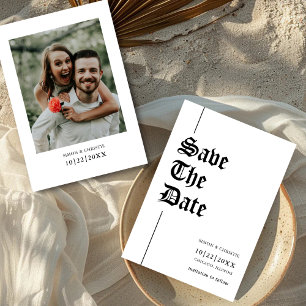 Vintage Retro Photo Black And White Wedding Save The Date