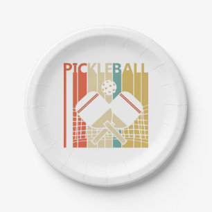 Vintage Retro Pickleball  Paper Plate