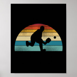 Vintage Retro Pickleball Sunset Poster