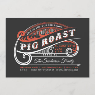 Vintage Retro Pig Roast Invitations