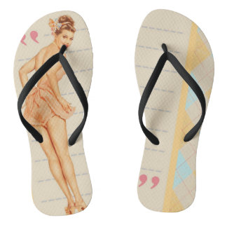 Vintage Retro Pin-up Girl Flip Flops