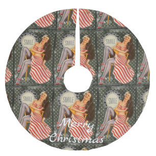 Vintage Retro Pin-up Illustration Thunder_Cove Brushed Polyester Tree Skirt
