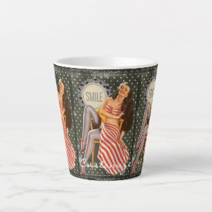 Vintage Retro Pin-up Illustration Thunder_Cove Latte Mug