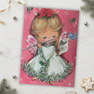 Vintage Retro Pink Christmas Angel Custom Holiday