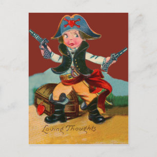 Vintage Retro Pirate Valentine Card