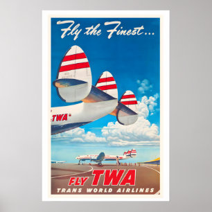 Vintage Retro Plane Aeroplane Airlines Vintage Poster