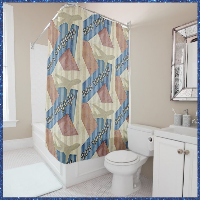 Vintage Retro Plane Travel  Shower Curtain (Creator Uploaded)
