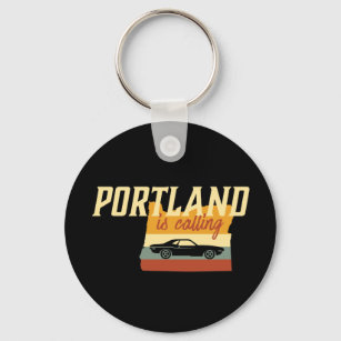 Vintage Retro Portland Oregon USA City Map Key Ring