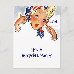 Vintage Retro Postcard Invitation Surprise Party