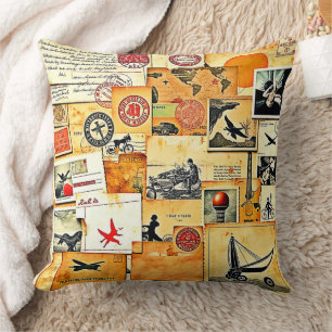 Vintage Retro Postcard Mix Cushion