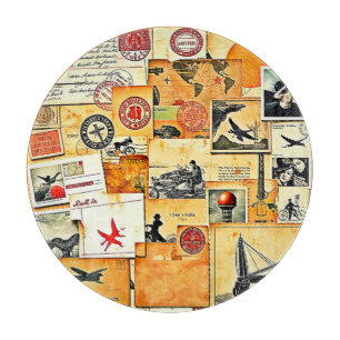 Vintage Retro Postcard Mix Cutting Board