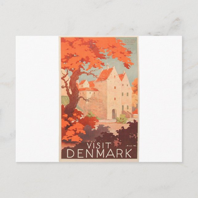 Vintage Retro Poster Visit Denmark Postcard (Front)
