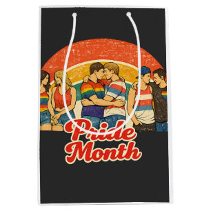 Vintage Retro Pride Month LGBTQ Celebration Medium Gift Bag