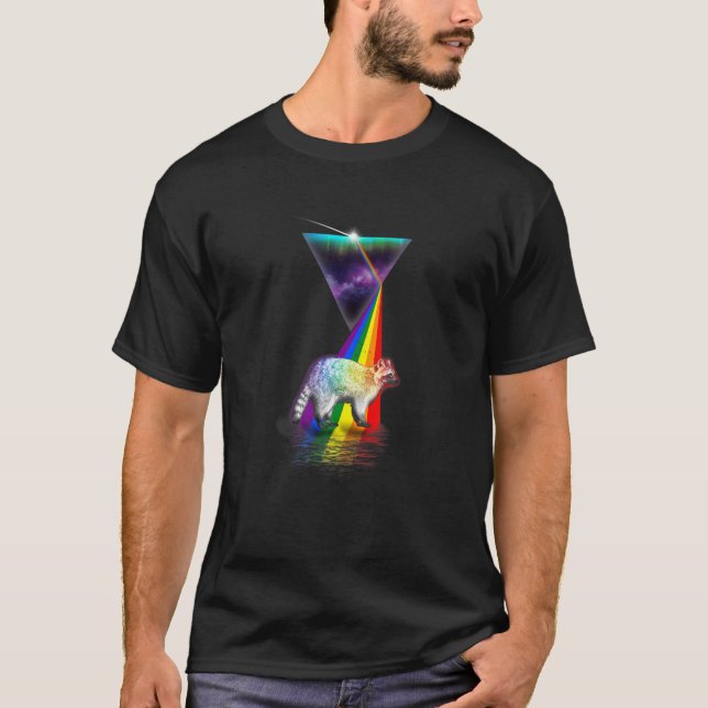 Vintage Retro Prism Racoon T-Shirt (Front)