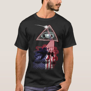Vintage Retro Prism US Flag Cerberus T-Shirt