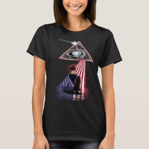 Vintage Retro Prism US Flag Egyptian Cat T-Shirt