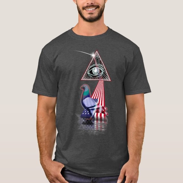 Vintage Retro Prism US Flag Pigeon T-Shirt (Front)
